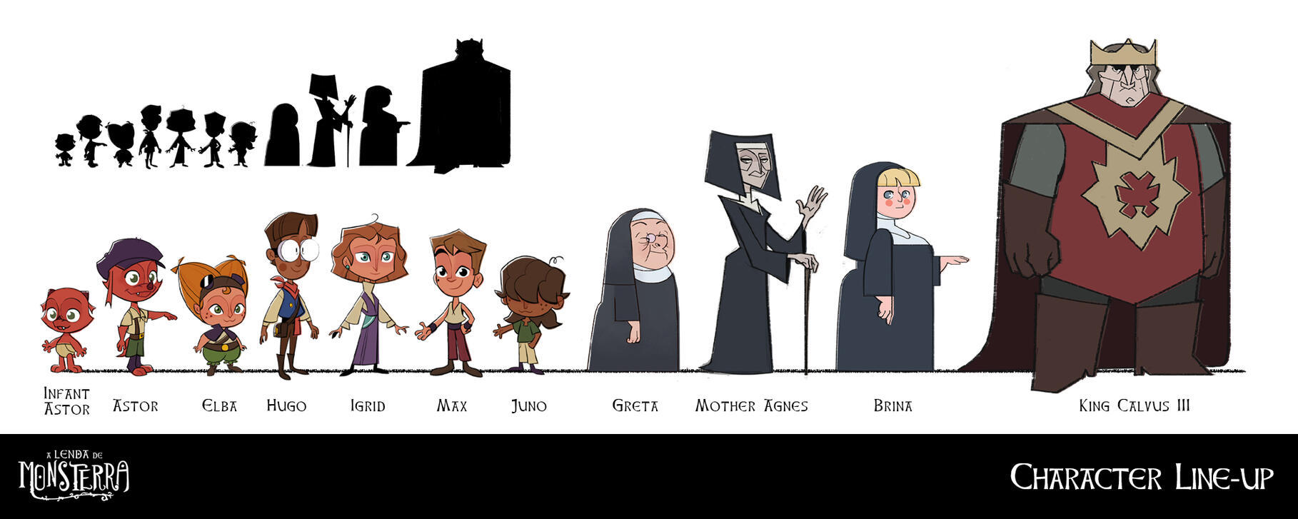 Greta, Mother Agnes, Brina and King Calvus III drawn by Jorge Rangel